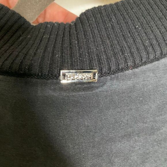 ST. JOHN COLLECTION Stretch Mesh Bomber Jacket Caviar - Picture 11 of 11